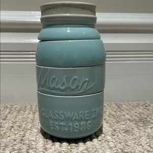 Blue Mason Jar Stackable Ceramic Measuring Cups
